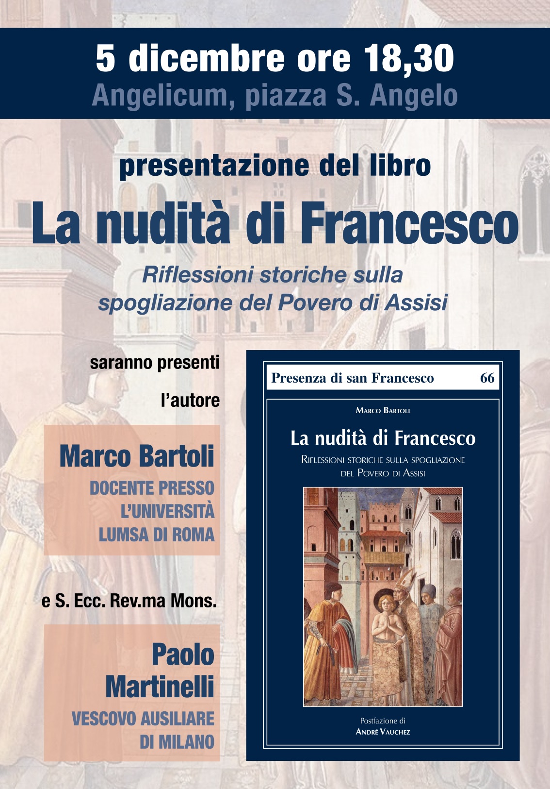 Presentazione Bartoli La nudità di Francesco Milano Angelicum 5-12-2019